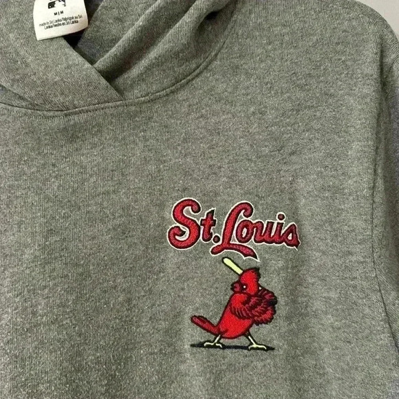 PINK Victoria's Secret St Louis Cardinals Gray Hooded Shirt w/Side Ties Sz M - Picture 3 of 7